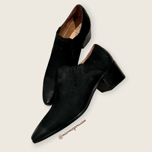 $339 Frye Eleanor Black Leather Western Shootie Everyday Casual Comfy Ankle Boot - Picture 15 of 16